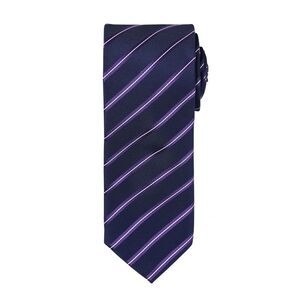 Premier Mens Sports Stripe Pattern Formal Work Tie / Navy/ Purple